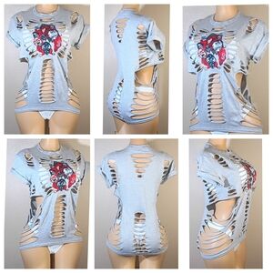 Trendy Custom SLIPKNOT  Gray Distressed Women's Tee